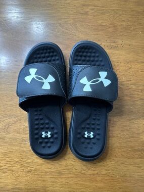 Under Armour Black Slides with White Logo for Kids